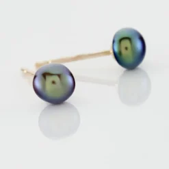 Boucles D'oreilles Puces Kesya Or Jaune Perle De Culture
