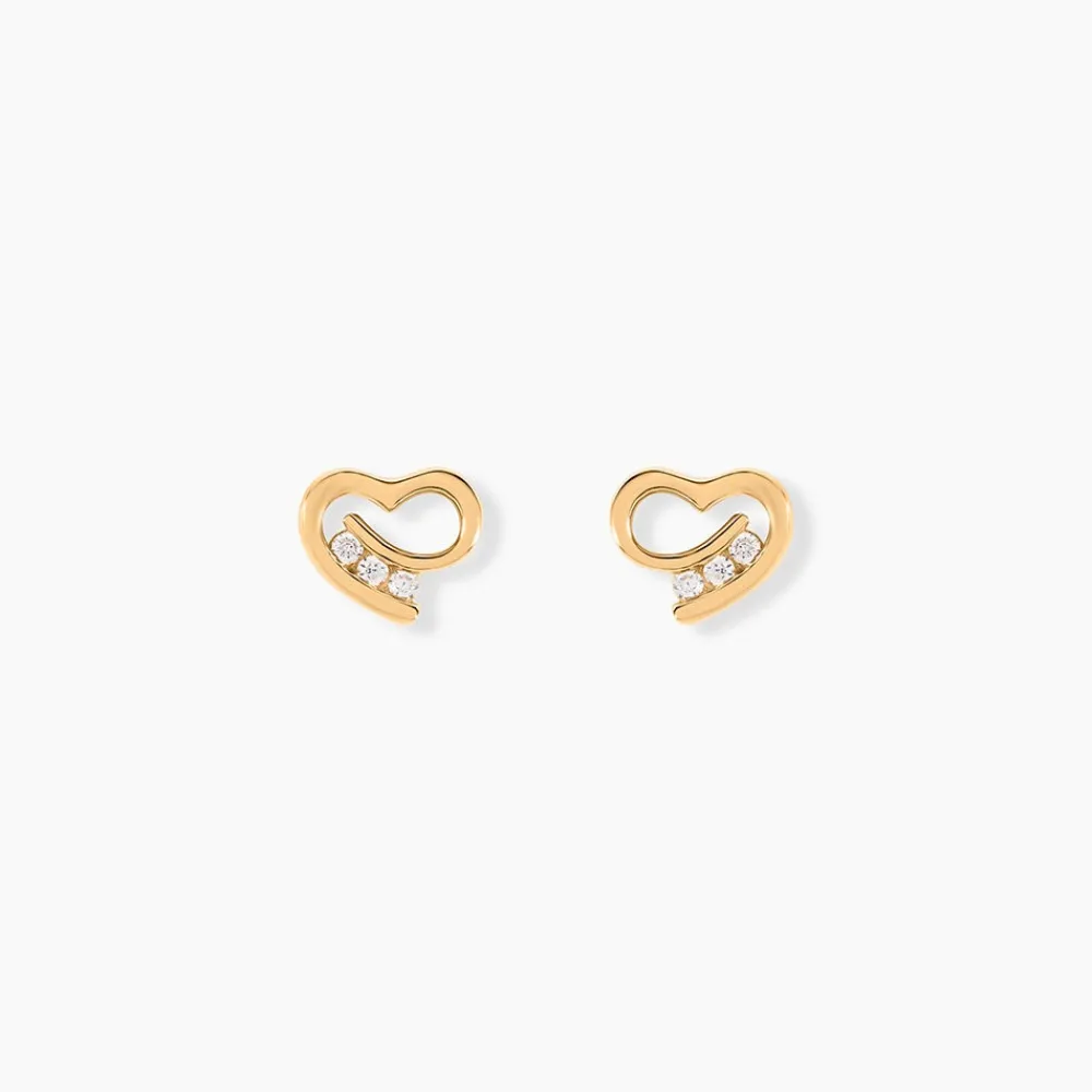 Boucles D'oreilles Puces Laela Plaqué Or Jaune Oxyde De Zirconium|Marc Orian Best
