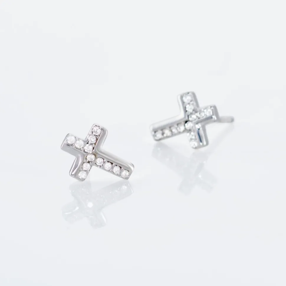 Boucles D'oreilles Puces Lola-rose Argent Blanc Oxyde De Zirconium