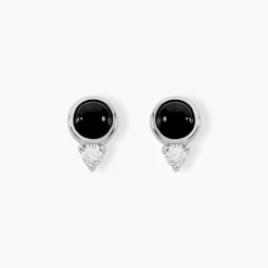 Boucles D'oreilles Puces Lonna Argent Blanc Verre Oxyde De Zirconium