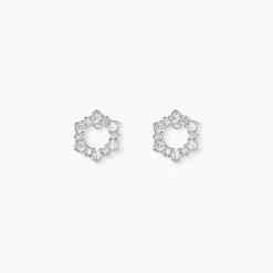 Boucles D'oreilles Puces Louwenn Argent Blanc Oxyde De Zirconium