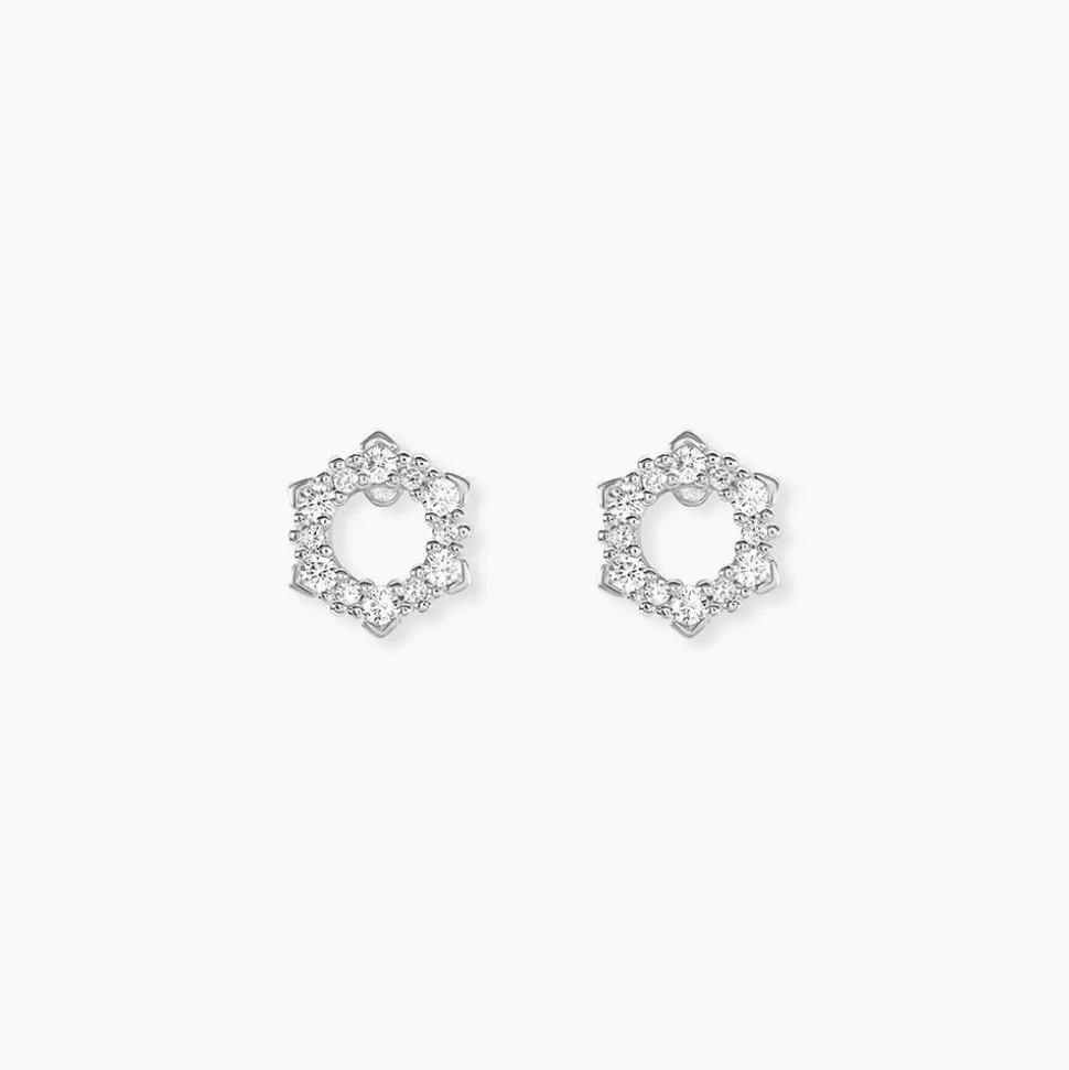 Boucles D'oreilles Puces Louwenn Argent Blanc Oxyde De Zirconium