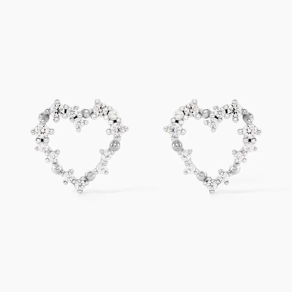 Boucles D'Oreilles Puces Lovella Argent Blanc Oxyde De Zirconium