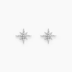 Boucles D'oreilles Puces Lysianne Argent Blanc Oxyde De Zirconium
