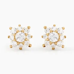 Boucles D'oreilles Puces Manus Or Jaune Oxyde De Zirconium