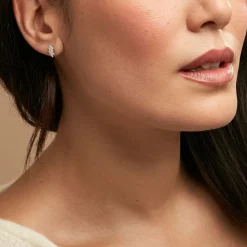 Boucles D'oreilles Puces Mascaret Argent Blanc Oxyde De Zirconium