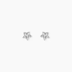 Boucles D'oreilles Puces Meriame Argent Blanc Oxyde De Zirconium