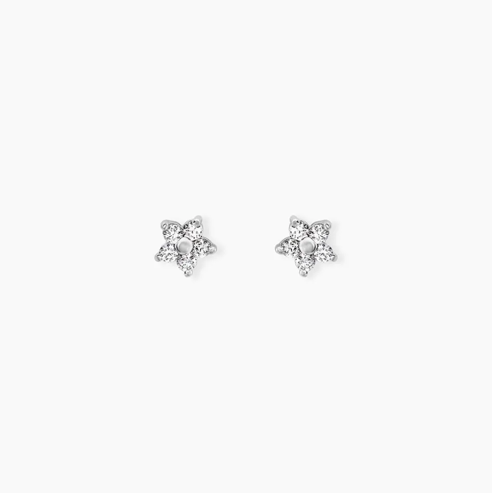 Boucles D'oreilles Puces Meriame Argent Blanc Oxyde De Zirconium
