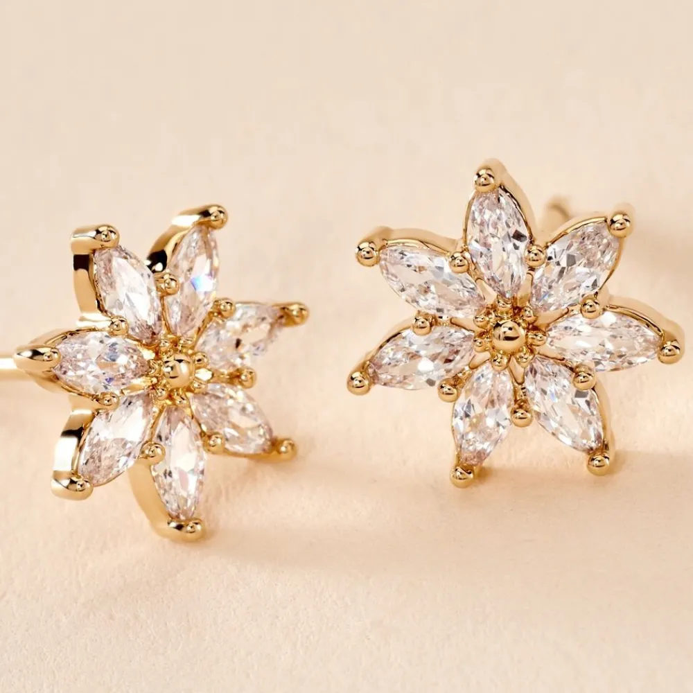 Boucles D'oreilles Puces Mia Plaqué Or Doré Oxyde De Zirconium|Marc Orian Online