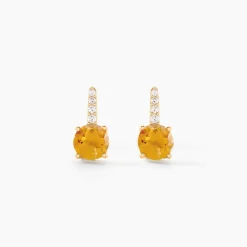 Boucles D'oreilles Puces Monroe Or Jaune Citrine Oxyde De Zirconium|Marc Orian Outlet