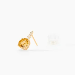 Boucles D'oreilles Puces Monroe Or Jaune Citrine Oxyde De Zirconium|Marc Orian Outlet