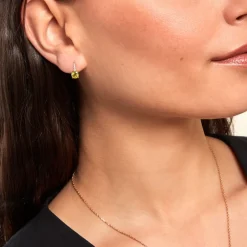 Boucles D'oreilles Puces Monroe Or Blanc Péridot Oxyde De Zirconium|Marc Orian Discount