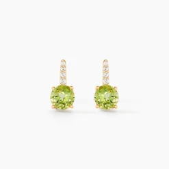 Boucles D'oreilles Puces Monroe Or Blanc Péridot Oxyde De Zirconium|Marc Orian Discount