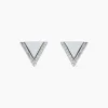 Boucles D'oreilles Puces Mori Argent Blanc Oxyde De Zirconium Et Nacre