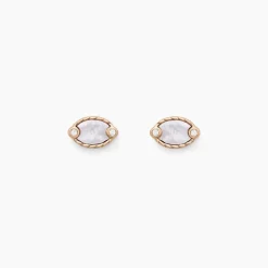 Boucles D'oreilles Puces Muse Argent Rose Nacre Oxyde
