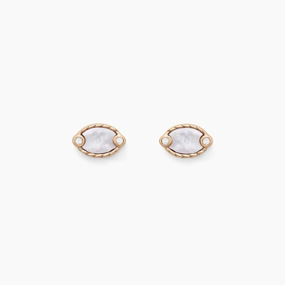 Boucles D'oreilles Puces Muse Argent Rose Nacre Oxyde