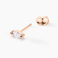 Boucles D'oreilles Puces Navette De Zirconium|Marc Orian Online