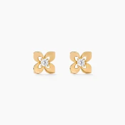 Boucles D'oreilles Puces Netuno Or Jaune Oxyde De Zirconium