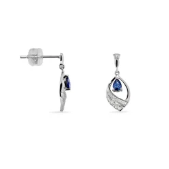 Boucles D'oreilles Puces Odila Or Blanc Saphir Et Diamant