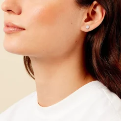 Boucles D'oreilles Puces Oliviane Argent Blanc Oxyde De Zirconium|Marc Orian New
