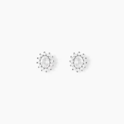 Boucles D'oreilles Puces Oliviane Argent Blanc Oxyde De Zirconium|Marc Orian New