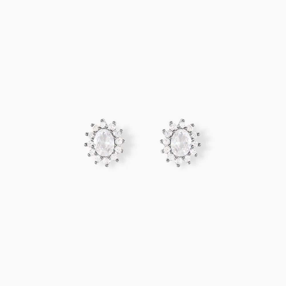 Boucles D'oreilles Puces Oliviane Argent Blanc Oxyde De Zirconium|Marc Orian New