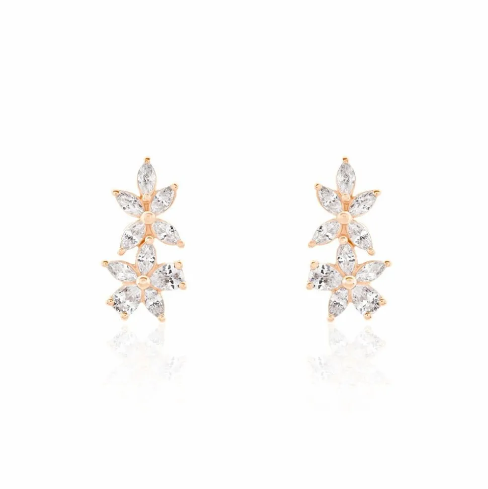 Boucles D'oreilles Puces Oralie Argent Rose Oxyde De Zirconium