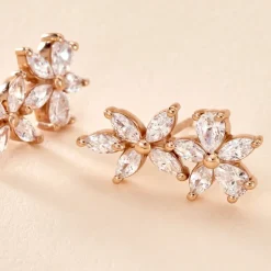 Boucles D'oreilles Puces Oralie Argent Rose Oxyde De Zirconium