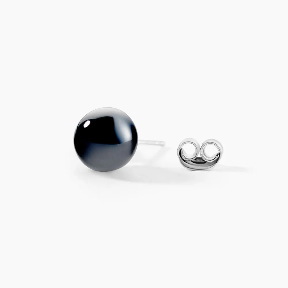 Boucles D'oreilles Puces Orbe Argent Blanc Céramique|Marc Orian Outlet