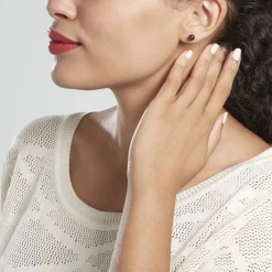Boucles D'oreilles Puces Orbe Argent Blanc Céramique