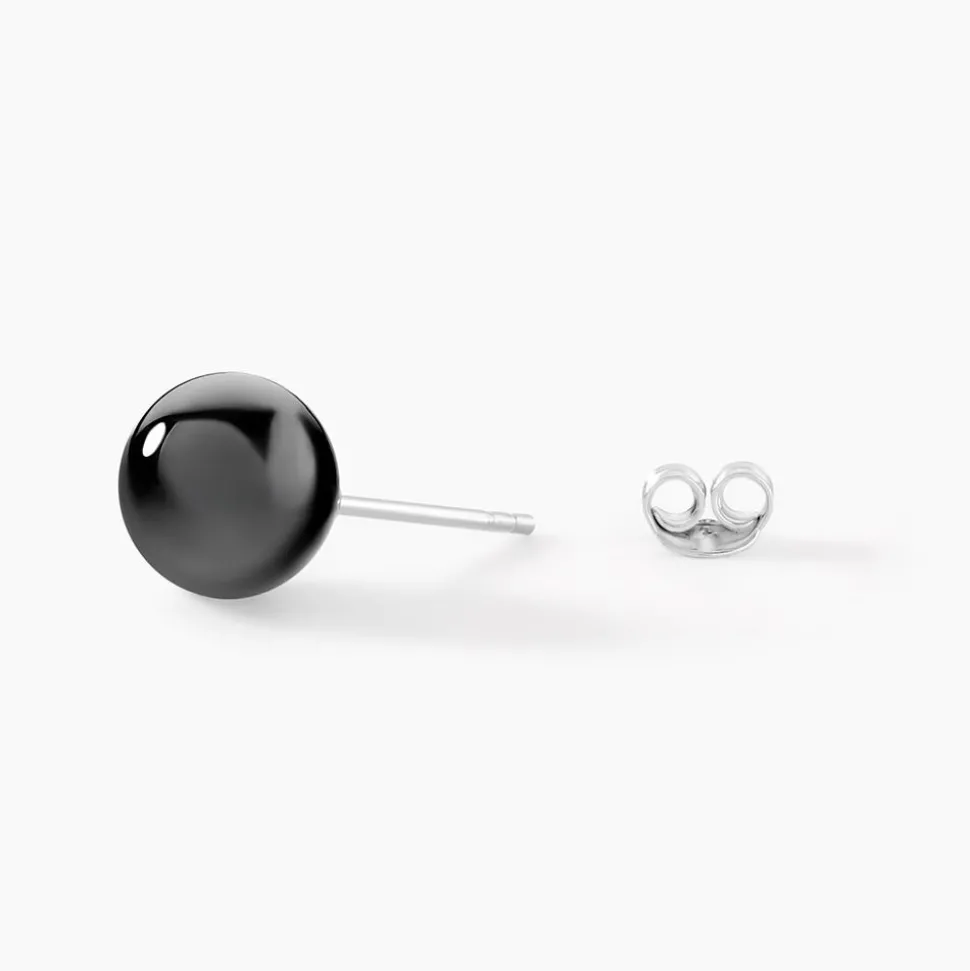 Boucles D'oreilles Puces Orbe Argent Blanc Céramique