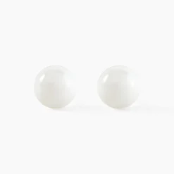 Boucles D'oreilles Puces Orbe Argent Blanc Céramique