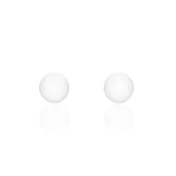 Boucles D'oreilles Puces Orbe Argent Blanc Céramique