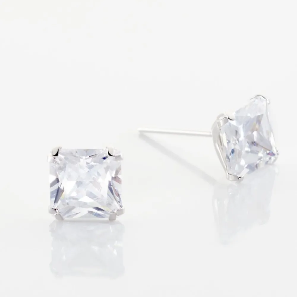 Boucles D'oreilles Puces Or Blanc Doreen Oxydes De Zirconium|Marc Orian Hot
