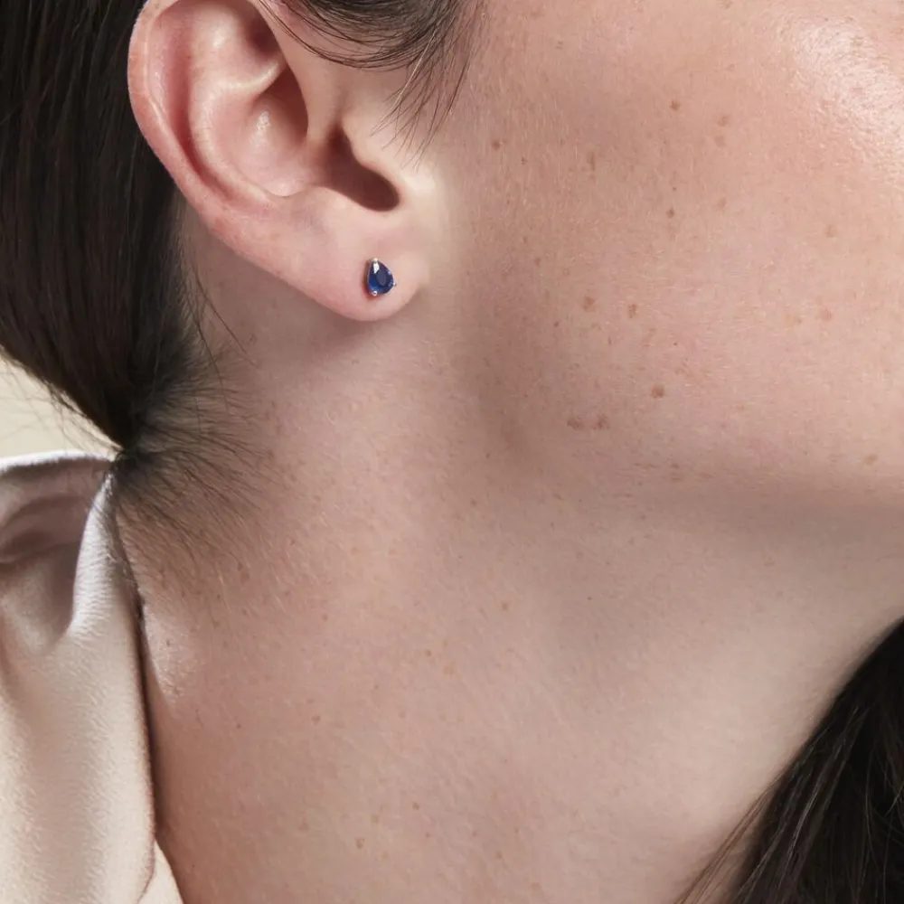Boucles D'oreilles Puces Or Blanc Pluie D'Eclat Saphir|Marc Orian Discount