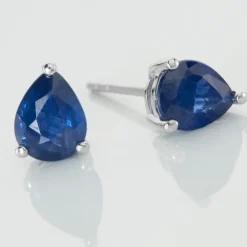 Boucles D'oreilles Puces Or Blanc Pluie D'Eclat Saphir|Marc Orian Discount