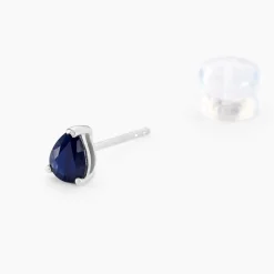 Boucles D'oreilles Puces Or Blanc Pluie D'Eclat Saphir|Marc Orian Discount