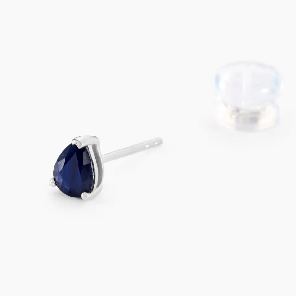 Boucles D'oreilles Puces Or Blanc Pluie D'Eclat Saphir|Marc Orian Discount