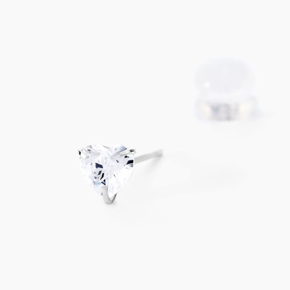 Boucles D'oreilles Puces Or Blanc Salona Oxyde De Zirconium|Marc Orian Hot