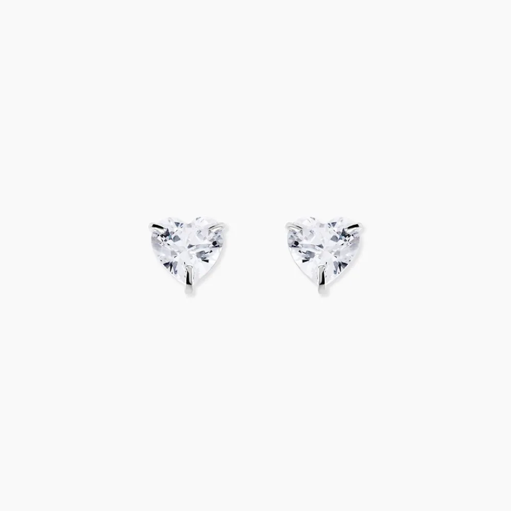 Boucles D'oreilles Puces Or Blanc Salona Oxyde De Zirconium|Marc Orian Hot