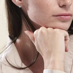Boucles D'oreilles Puces Or Blanc Katherina Oxyde De Zirconium|Marc Orian