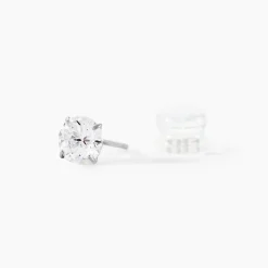 Boucles D'oreilles Puces Or Blanc Katherina Oxyde De Zirconium|Marc Orian Online