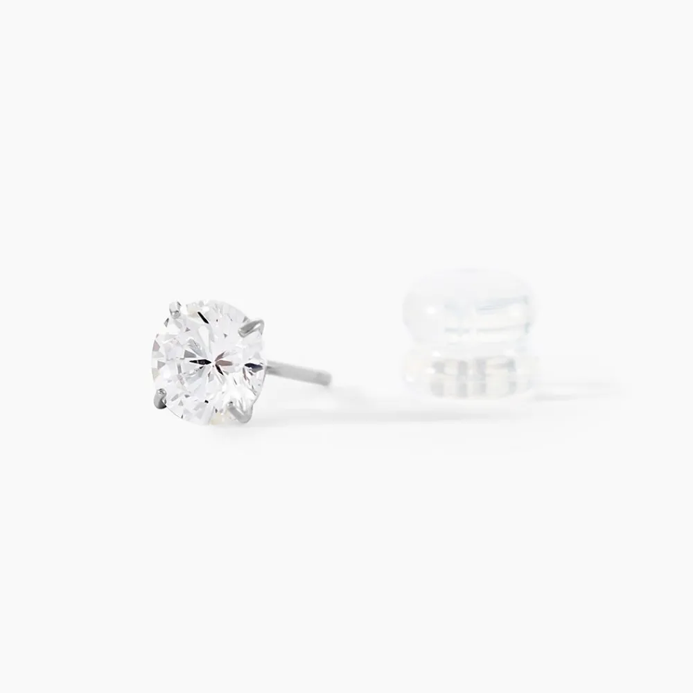 Boucles D'oreilles Puces Or Blanc Katherina Oxyde De Zirconium|Marc Orian Online