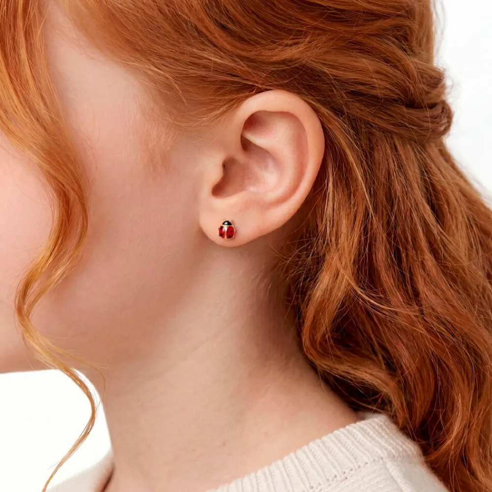 Boucles D'oreilles Puces Or Jaune Helidie Email|Marc Orian Hot