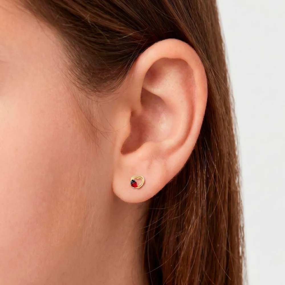 Boucles D'oreilles Puces Or Jaune Syringa Smalto|Marc Orian