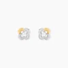 Boucles D'Oreilles Puces Or Jaune Argent Blanc Oxyde De Zirconium