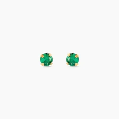 Boucles D'oreilles Puces Or Jaune Oxyde De Zirconium