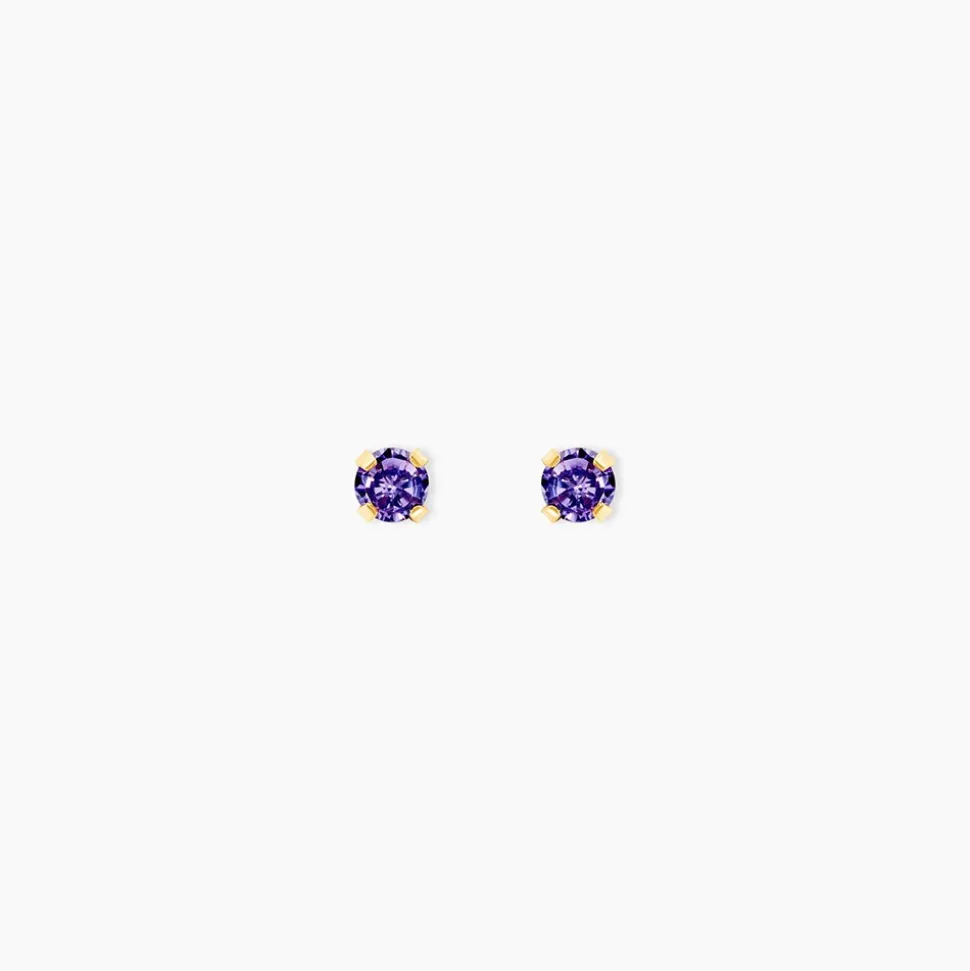 Boucles D'oreilles Puces Or Jaune Oxyde De Zirconium
