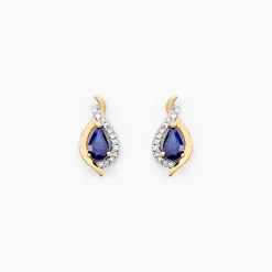 Boucles D'oreilles Puces Or Jaune Angelika Saphir|Marc Orian Hot