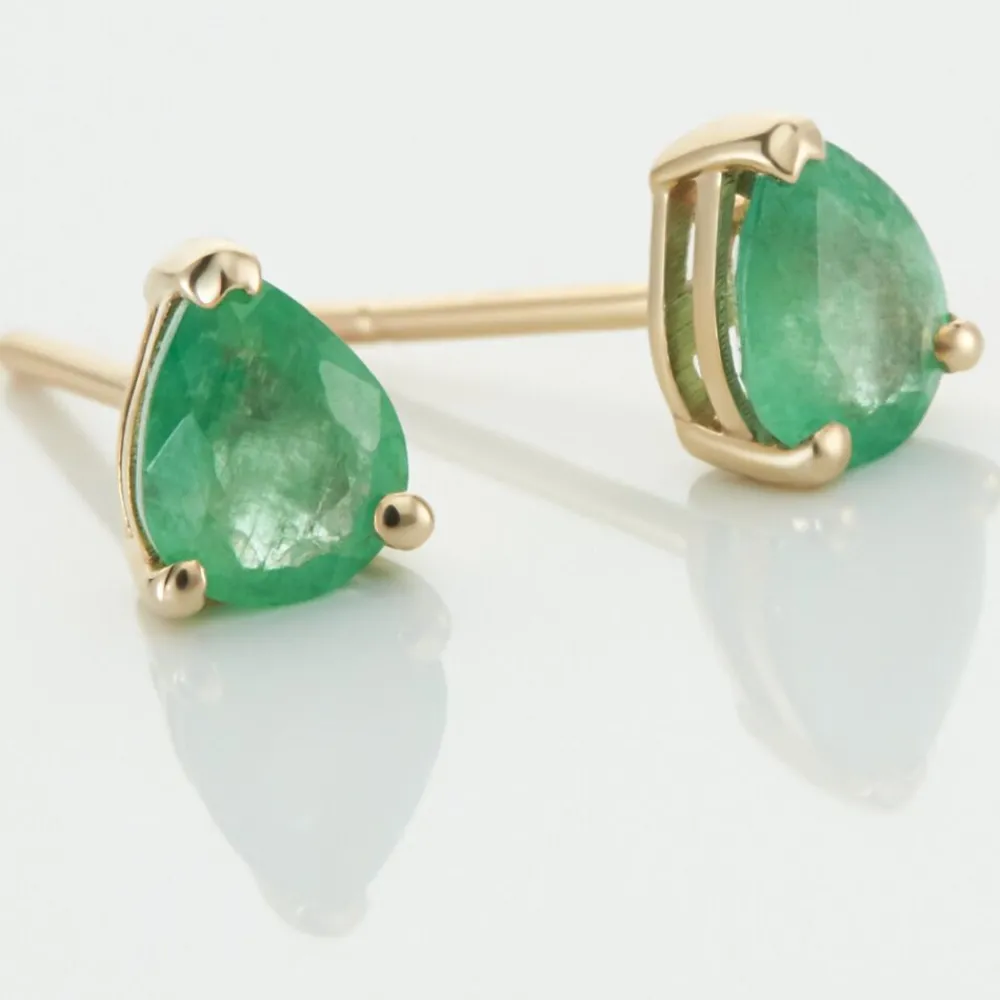 Boucles D'oreilles Puces Or Jaune Pluie D'Eclat Emeraude|Marc Orian Sale